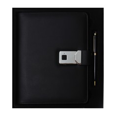 Органайзер на кольцах,пвх, а5,140 л,клетка,с ручкой,подар короб,сканер пальца,зарядка,черный No Brand