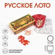 Русское лото деревянное, подарочное, игра настольная, 24 карточки, 22 х 8 см No Brand