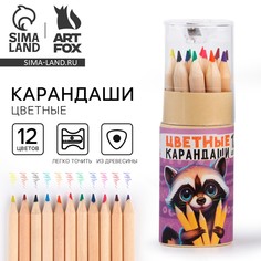 Цветные карандаши мини в тубусе, 12 шт Art Fox