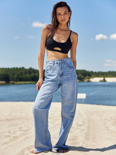 Брюки женские джинсовые wide leg fit голубые Mark Formelle