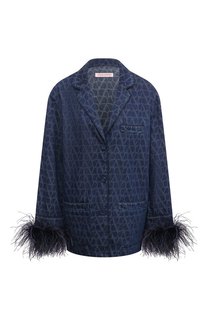 Джинсовый жакет с отделкой перьями Valentino