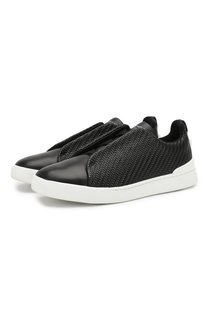 Кожаные кеды с эластичными вставками Zegna