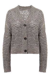 Кардиган из шелка и льна Brunello Cucinelli
