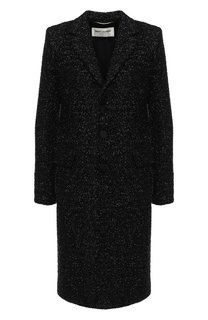 Пальто прямого кроя с отложным воротником Saint Laurent
