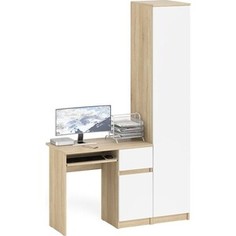 Комплект СВК Мори Стол компьютерный МС-1 правый + Пенал МШ400.1, цвет дуб сонома/белый