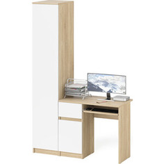 Комплект СВК Мори Стол компьютерный МС-1 левый + Пенал МШ400.1, цвет дуб сонома/белый