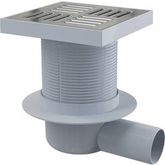 Душевой трап AlcaPlast 150х150/50 подводка боковая, нержавеющая сталь, гидрозатвор мокрый (APV5411)
