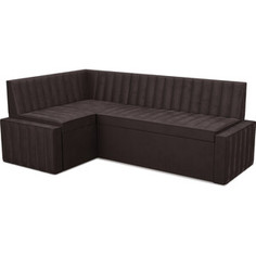 Кухонный диван Mebel Ars Вермут левый угол (бархат шоколадный STAR VELVET 60 COFEE) 193х82х113 см