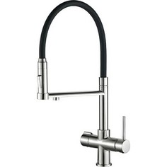 Смеситель для кухни ZorG Steel Hammer с подключением фильтра, сатин/черный (SH 2003 SATIN)