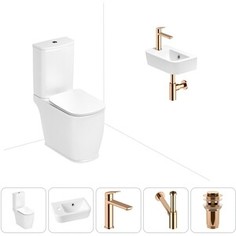 Набор для туалета 5 в 1 Lavinia Boho Bell Pro с сиденьем микролифт, аксессуары в цвете розовое золото (202008548)