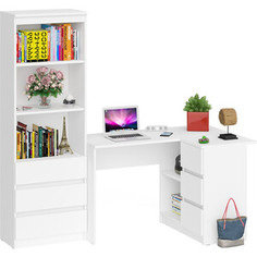 Комплект СВК Мори Стол компьютерный МС-16 правый + Стеллаж МСТ600.3, цвет белый