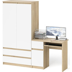 Комплект СВК Мори Стол компьютерный МС-1 левый + Шкаф МШ900.1, цвет дуб сонома/белый
