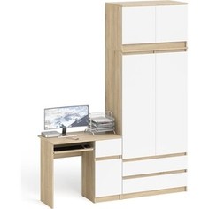 Комплект СВК Мори Стол компьютерный МС-1 правый + Шкаф МШ900.1 + Антресоль МА900.1, цвет дуб сонома/белый