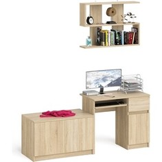 Стол компьютерный СВК Мори МС-1 правый + Тумба МА900.1 + Полка 900, цвет дуб сонома (1027250)