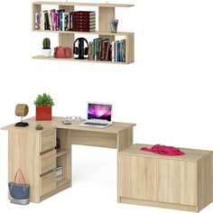 Стол компьютерный СВК Мори МС-16 левый + Тумба МА900.1 + Полка 1200, цвет дуб сонома (1027355)