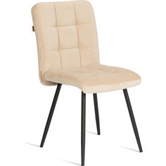 Стул обеденный TetChair Medeo, разборный, велюр, 47х56х89, молочный/черный, (Porsche 2)