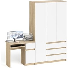 Комплект СВК Мори Стол компьютерный МС-1 правый + Шкаф МШ1200.1, цвет дуб сонома/белый