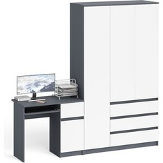 Комплект СВК Мори Стол компьютерный МС-1 правый + Шкаф МШ1200.1, цвет графит/белый