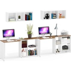 Набор мебели Мебельный двор Лидер-8 Стол + Полка + Стол + Полка, цвет белый шагрень/крафт золото (1028950