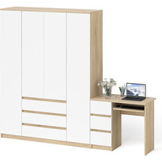 Комплект СВК Мори Стол компьютерный МС-6 левый + Шкаф МШ1600.1, цвет дуб сонома/белый