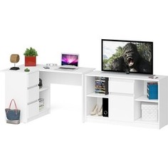 Комплект СВК Мори Стол компьютерный МС-16 левый + Тумба МТВ1204.1, цвет белый