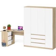 Комплект СВК Мори Стол компьютерный МС-16 левый + Шкаф МШ1600.1, цвет дуб сонома/белый