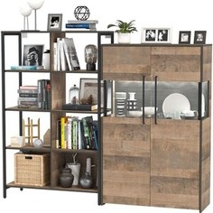 Комплект мебели Моби Трувор 13.151.02 стеллаж + 13.306 комод с витриной дуб гранж песочный/интра Mobi