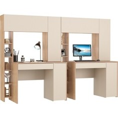 Стол компьютерный Моби Комфорт 12.71 + Стол компьютерный Комфорт 12.71, цвет гикори рокфорд натуральный/сатин, не ун. сборка (1028610) Mobi