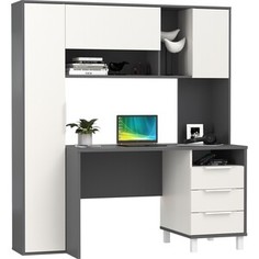 Стол компьютерный Моби Комфорт 12.95N, цвет тёмно-серый/белый премиум, не универсальная сборка (Стол рабочий) (1028675) Mobi