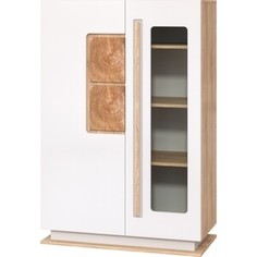 Шкаф комбинированный Олимп 30.03-02 Дора дуб сонома / белый / ДВПО белый / ПВХ белый глянец снег Olimp