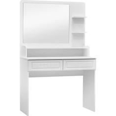 Стол туалетный ОЛМЕКО Монако МН-18 с двумя ящиками, надстройка с полками МН-18А, белое дерево