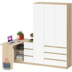 Комплект СВК Мори Стол компьютерный МС-16 правый + Шкаф МШ1200.1, цвет дуб сонома/белый