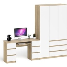 Комплект СВК Мори Стол компьютерный МС-2 + Шкаф МШ1200.1, цвет дуб сонома/белый