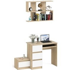 Стол компьютерный СВК Мори МС-6 левый + Тумба ТМП400.1 + Полка 900, цвет дуб сонома/белый (1027686)