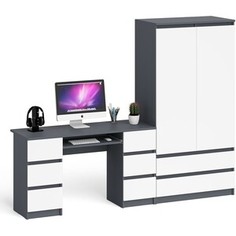 Комплект СВК Мори Стол компьютерный МС-2 + Шкаф МШ900.1, цвет графит/белый