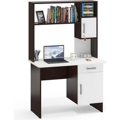 Стол письменный Мебельный двор с надстройкой С-МД-1-09Н, цвет венге/белый шагрень (1028348)