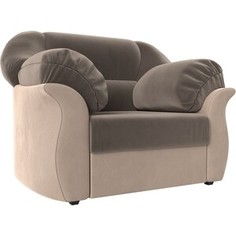 Лига Диванов Кресло Карнелла велюр коричневый/бежевый