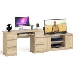 Комплект СВК Мори Стол компьютерный МС-2 + Тумба МТВ1200.1, цвет дуб сонома