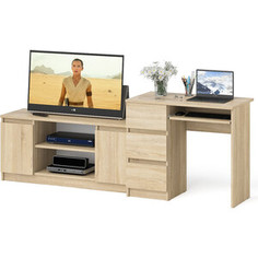 Комплект СВК Мори Стол компьютерный МС-6 левый + Тумба МТВ1200.1, цвет дуб сонома