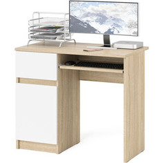 Стол компьютерный СВК Мори МС-1 левый, цвет дуб сонома/белый НЕ универсальная сборка (1025953)