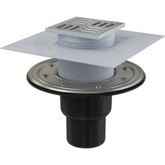 Душевой трап AlcaPlast 105х105/50/75 подводка прямая, нержавеющая сталь, гидрозатвор сухой и мокрый (APV4344)