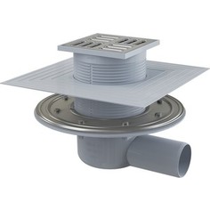 Душевой трап AlcaPlast 105х105/50 подводка боковая, нержавеющая сталь, гидрозатвор комбинированный SMART (APV1324)