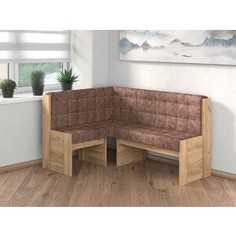 Скамья угловая Бител Квадро Однотон (Дуб Золотой Крафт, Велюр Коньяк) (BTL10000636)