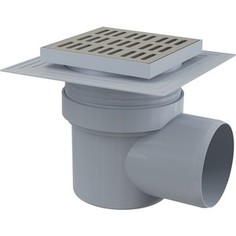 Душевой трап AlcaPlast 150х150/110 подводка боковая, нержавеющая сталь, гидрозатвор мокрый (APV12)
