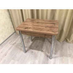 Стол обеденный Катрин ЭКО 80x60 с ящиком / Дуб веллингтон /Опора Хром (KT19677) Katrin