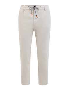 Хлопковые брюки с эластичными вставками и поясом на кулиске Eleventy