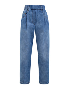 Джинсы Baggy из легкого денима с блестящей петелькой Мониль Brunello Cucinelli