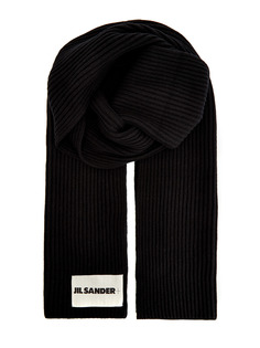 Объемный шарф из шерсти с контрастной нашивкой Jil Sander
