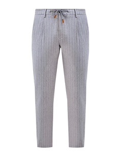 Брюки в стиле sprezzatura из шерсти и кашемира в тонкую полоску Eleventy