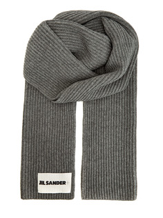 Шарф-oversize из шерсти английской вязки с патчем Jil Sander